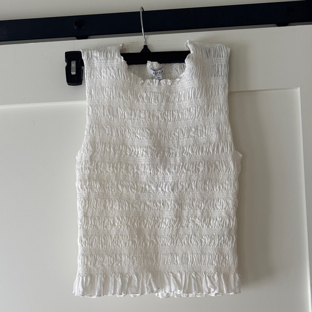 NWT Pistola Phoebe Smocked Tank, Le Blanc (white), sz XS